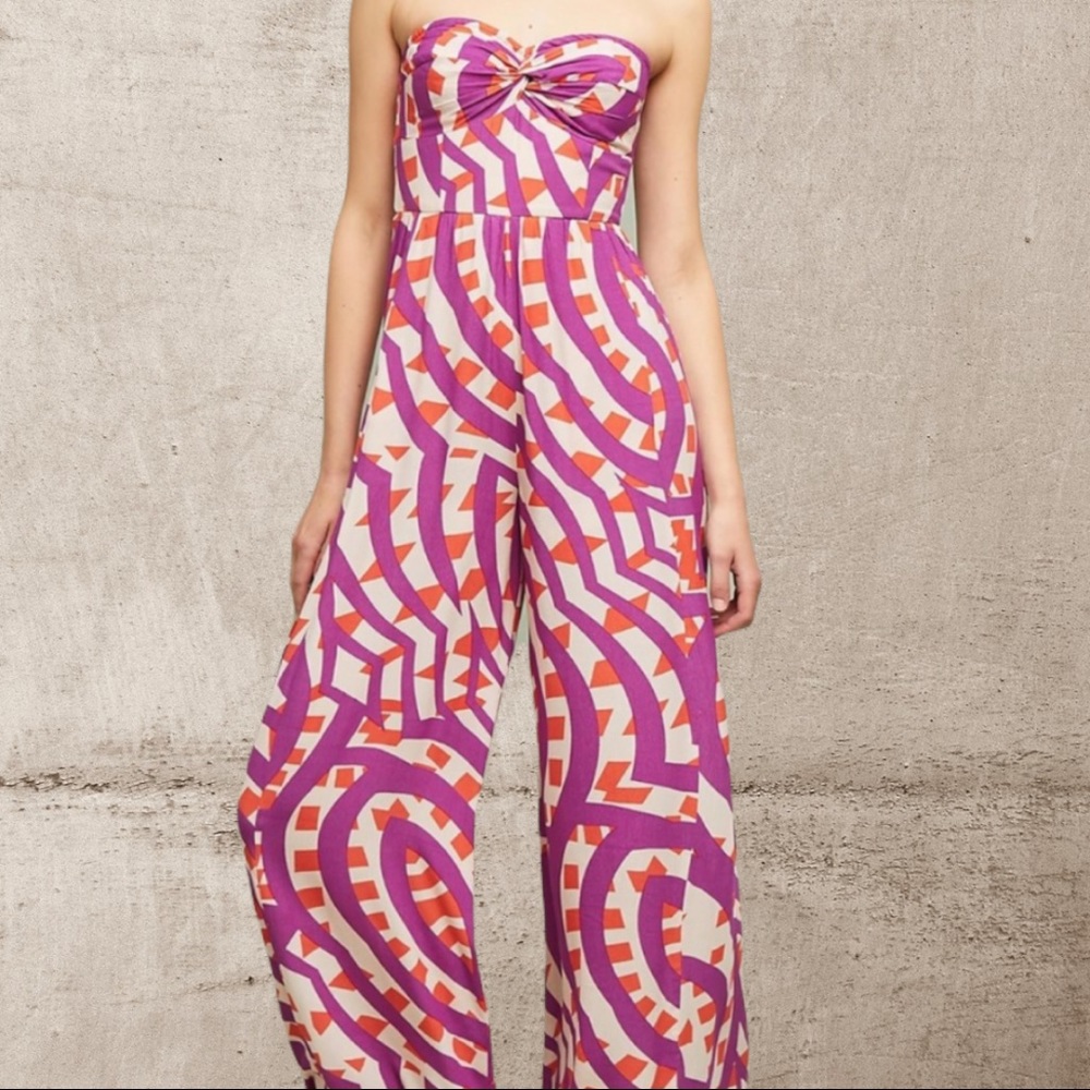 Tracy Reese Pink and Orange Geometric Jumpsuit